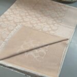 A Kalite Yün İpek Çift Taraflı Marka Şal - Pudra-Bej