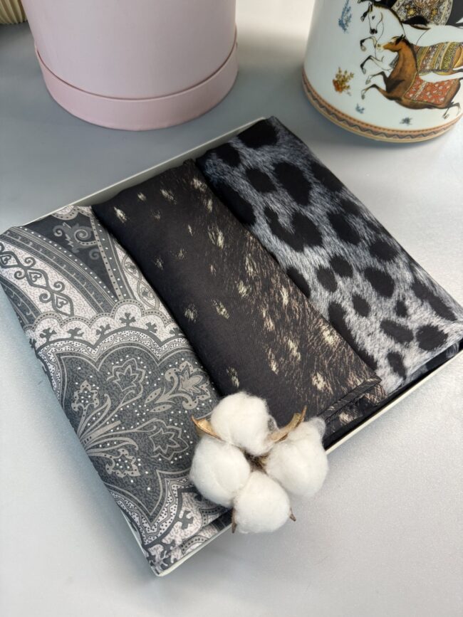 3’lü Klasik Desen Şal Avantajlı Kutu