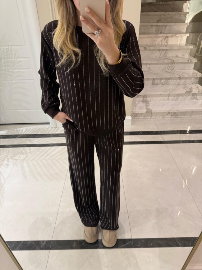 Taşlı İkili Takım - Kahve