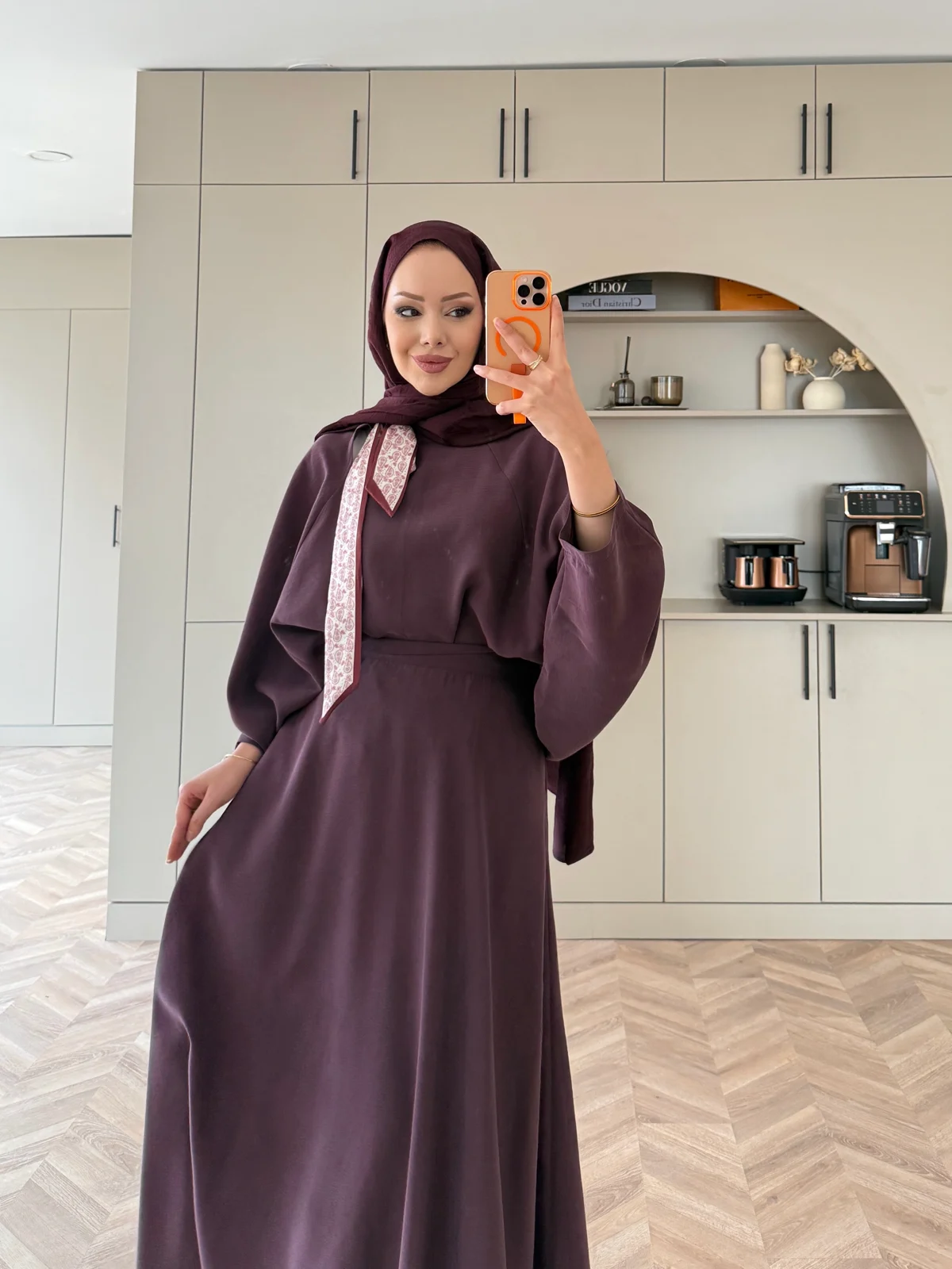 Fular Detaylı Etekli Takım-Mürdüm - Görsel 2