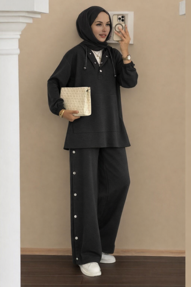 Premium  Çıtçıtlı İkili Takım TK100242  - Füme