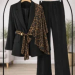 Luna Leopar Ceketli Takım -Siyah