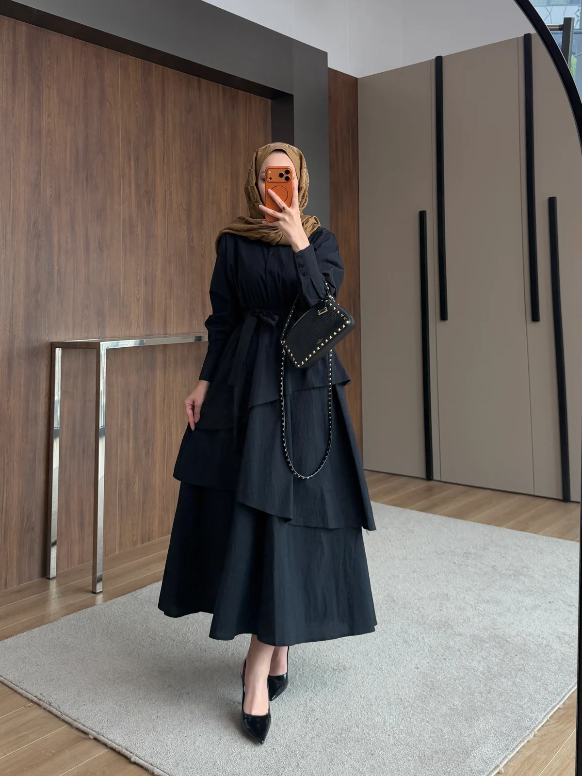 Saher Kat Kat Elbise Siyah