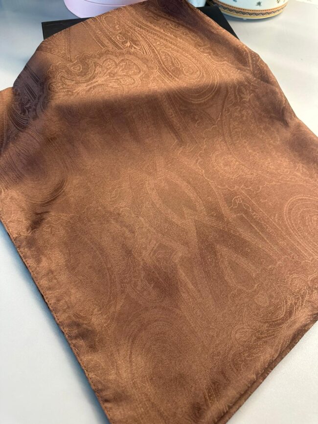 Oliva Pamuklu Kendinden Dokulu Etnik Desen Şal- Çikolata