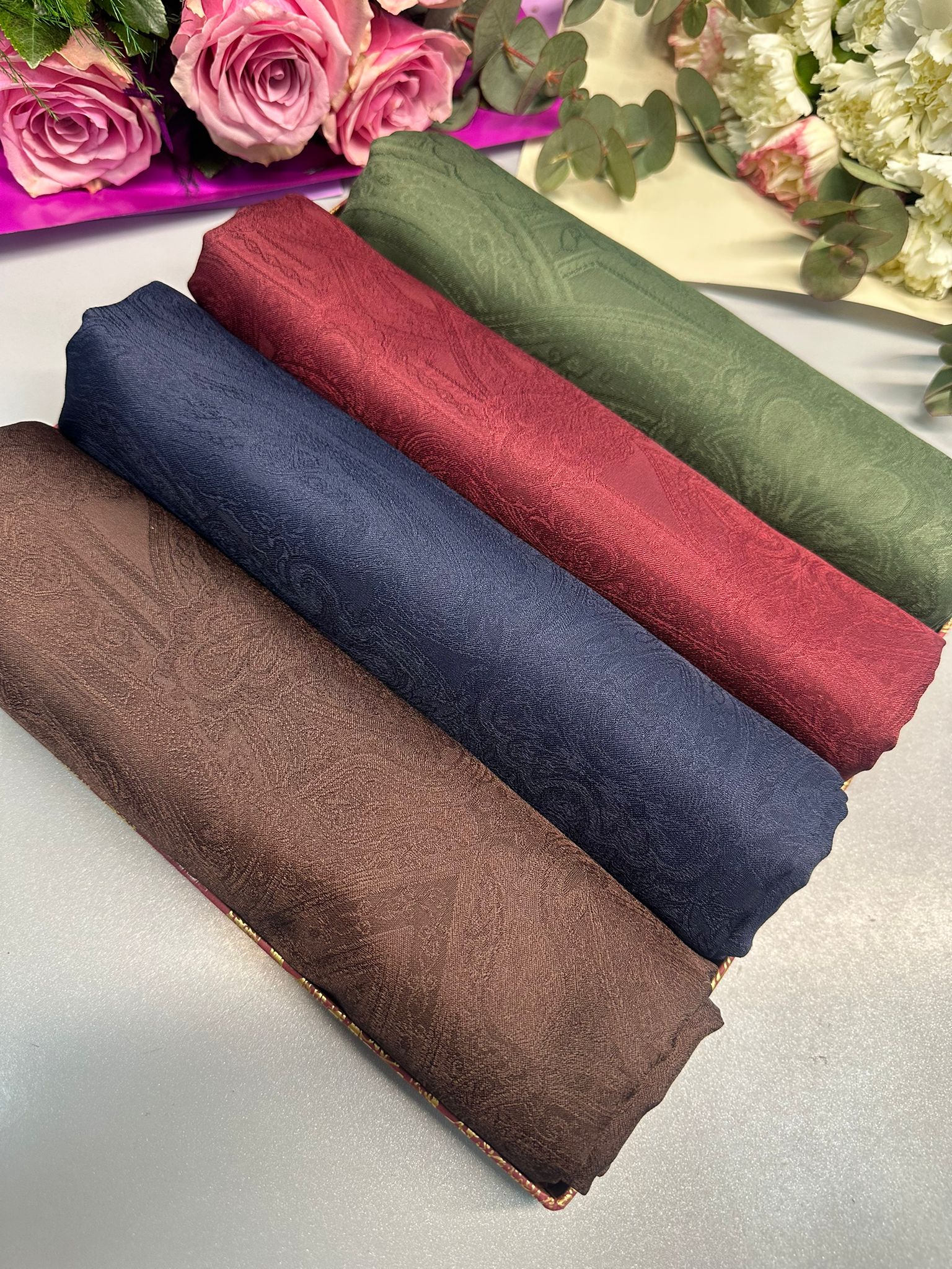 Oliva 4'lü Set Şık Görünümlü Desenli Şal Seti