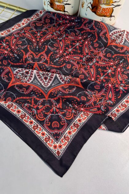 Etro Buta Desenli Pamuk Soft Şal - 377350 - Siyah Kızıl
