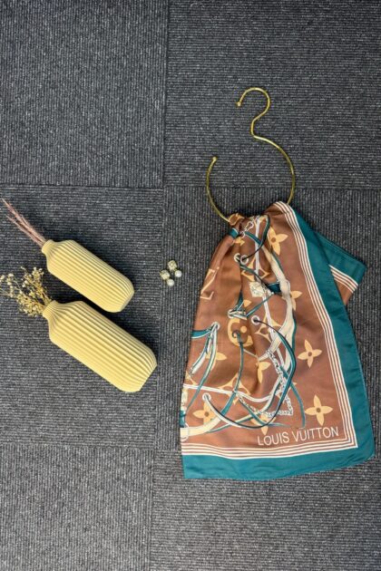 Lv Kemer Desen Pamuk Soft Şal 31230 - Çikolata-Zümrüt