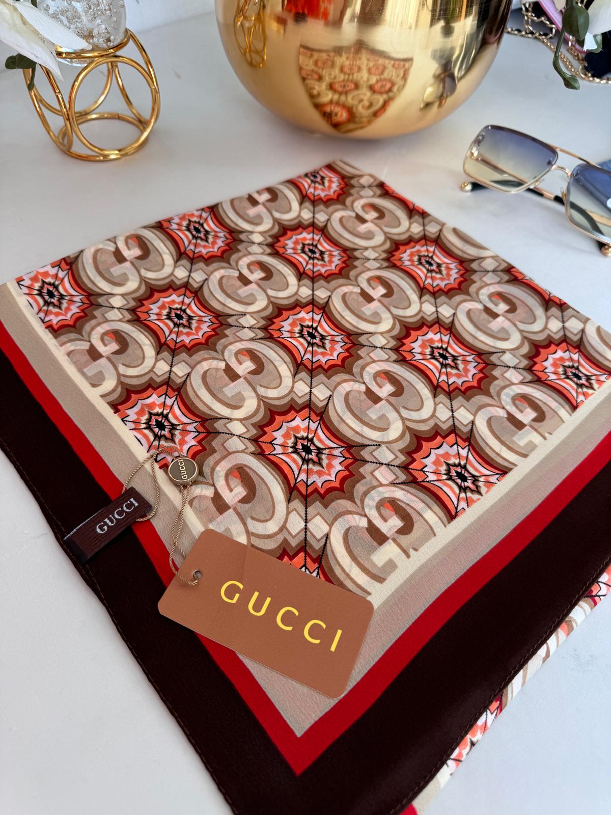 Gucci İthal Vual İpek Şal 78431 - Bordo