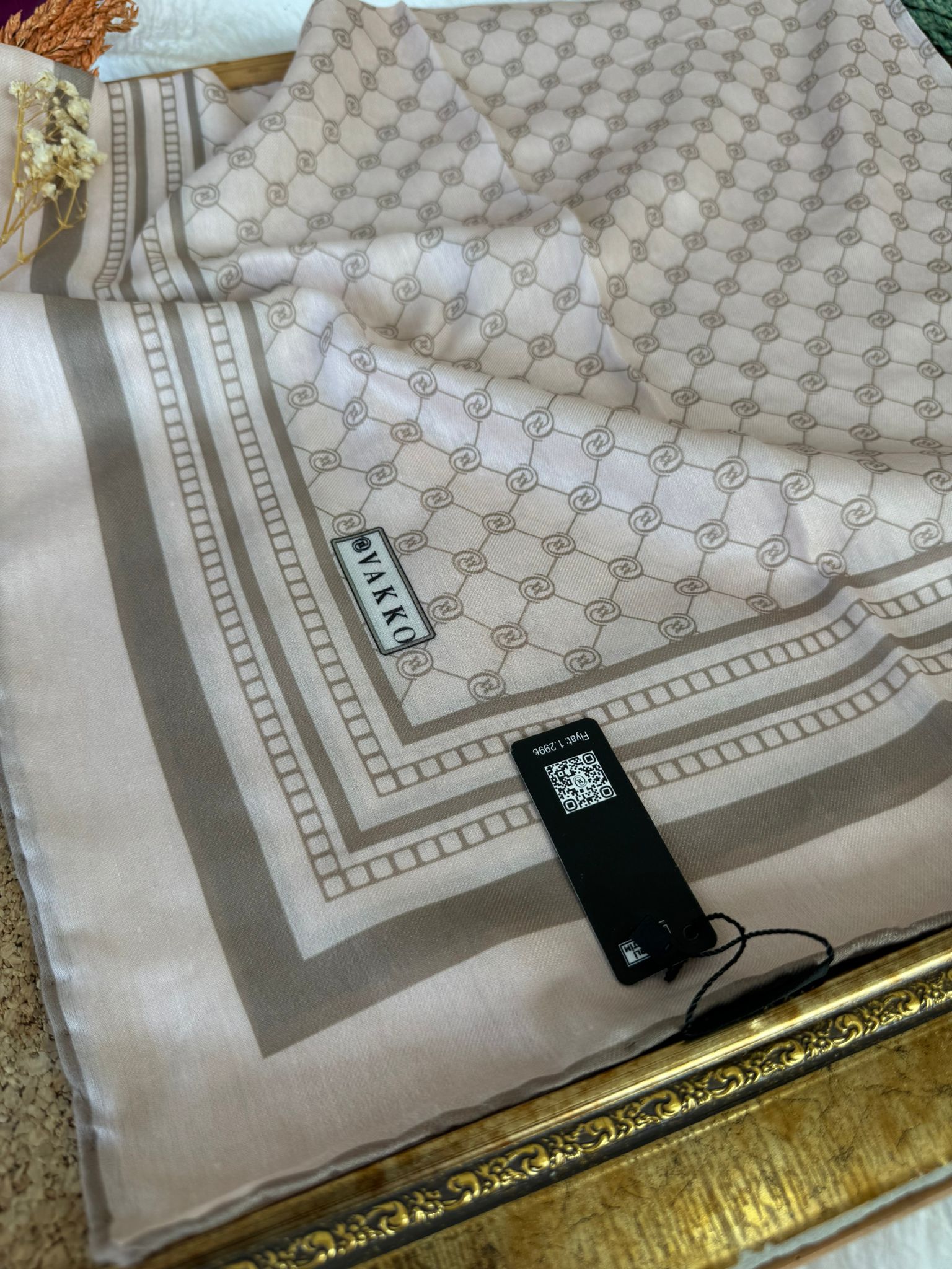 Vakko Desen Pamuk Soft Eşarp - Cappuccino