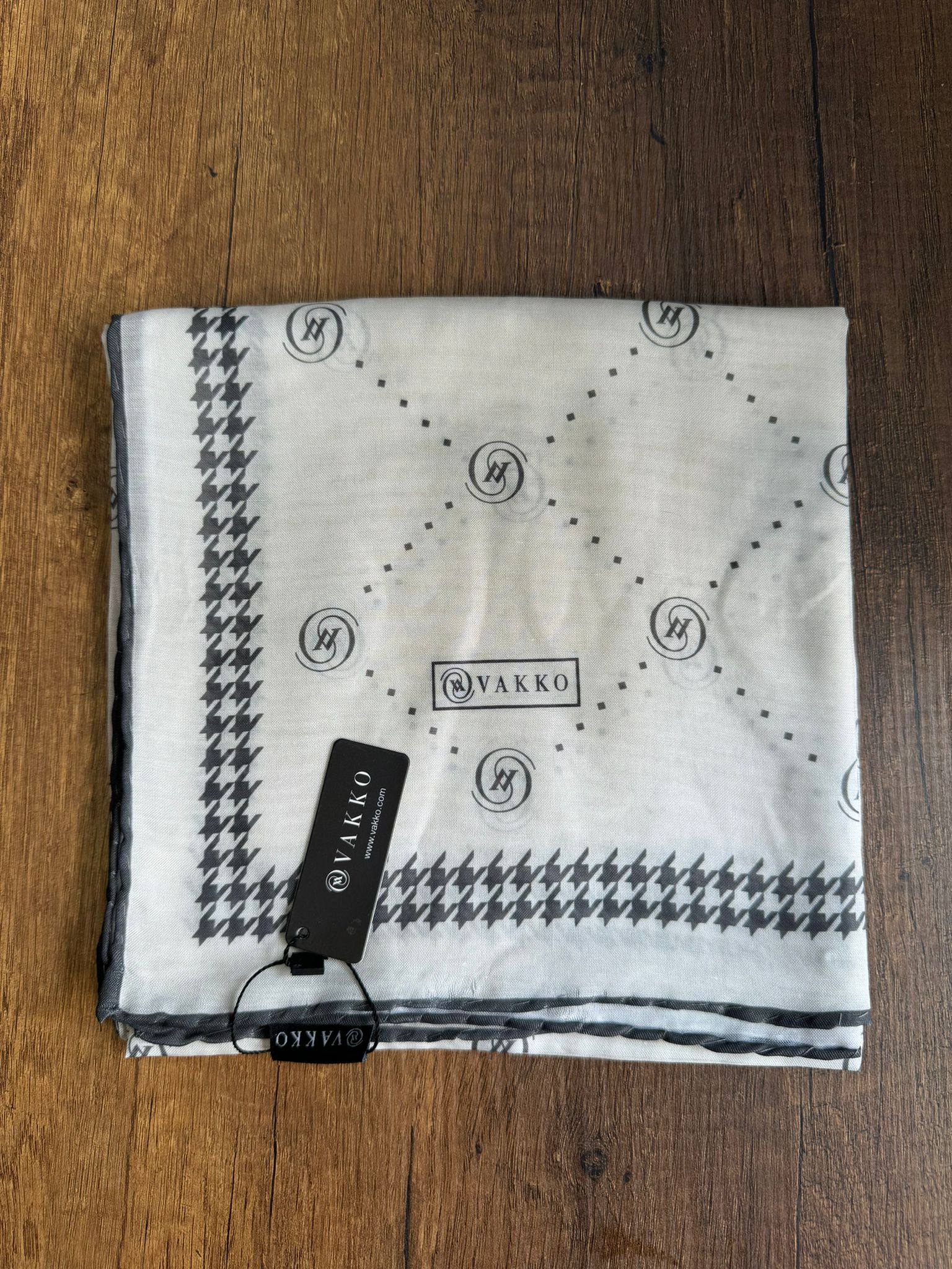 Vakko Nokta Desen Eşarp 87359 - Krem/Antrasit