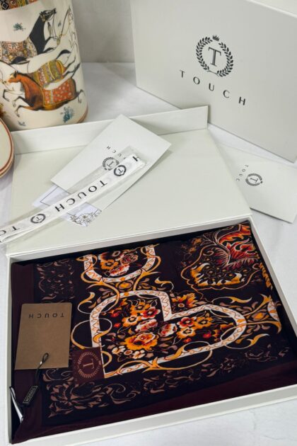 Touch İthal Etnik Desen Pamuk İpek Şal- 99990 - Acı Kahve