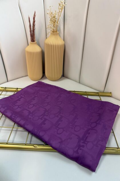 Dior Desen Pamuk İpeksi Jakar Şal 88731 - Mor