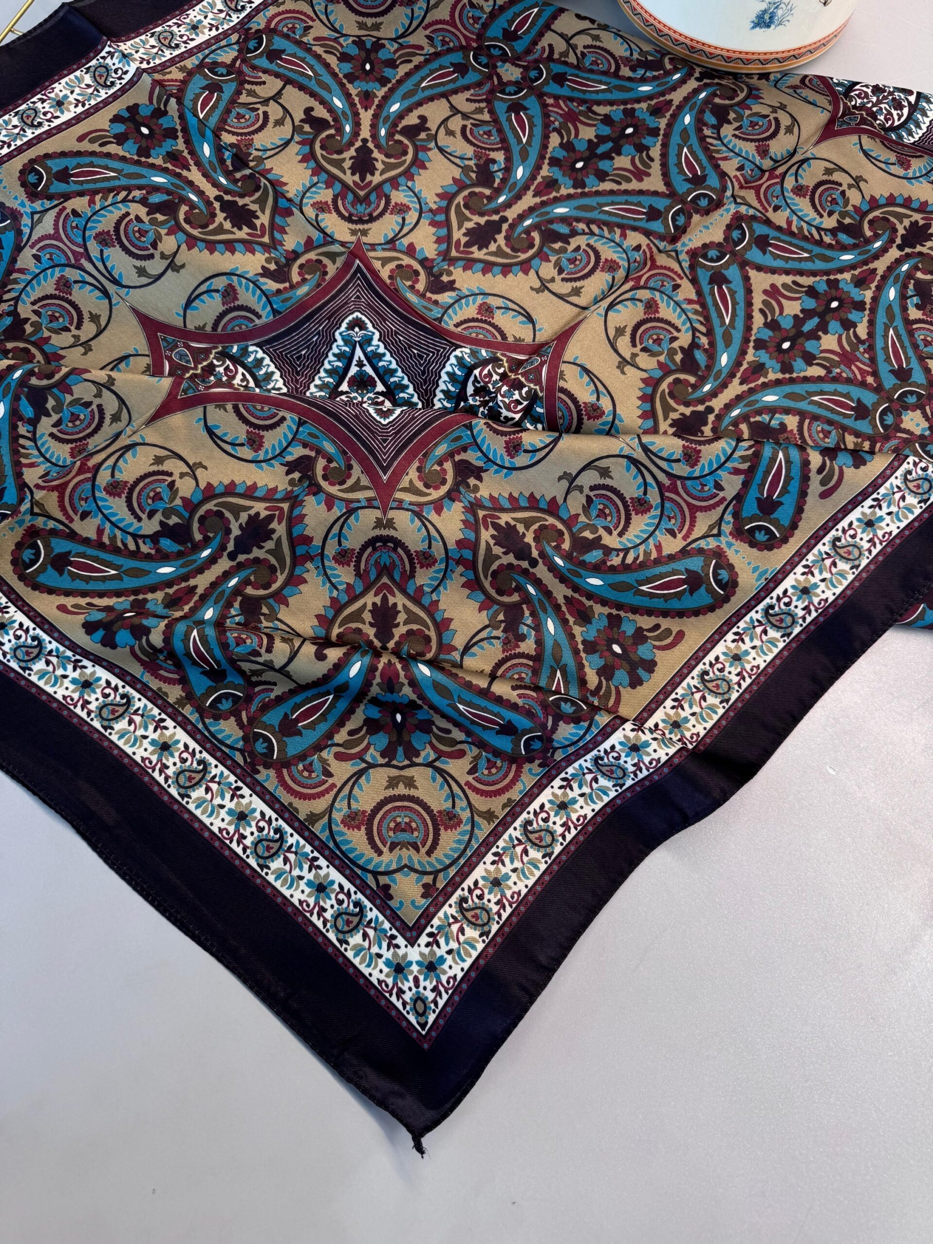Etro Buta Desenli Pamuk Soft Şal - 377350 - Vizon Lacivert