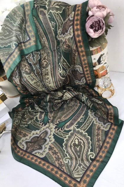 Etro Pamuk İpek Şal -987654 Yeşil füme