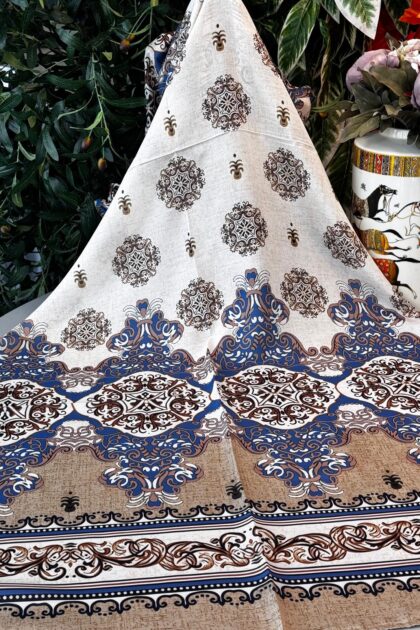 Hint Etro Desenli Pamuk Soft Şal - 658960 - Mavi Camel