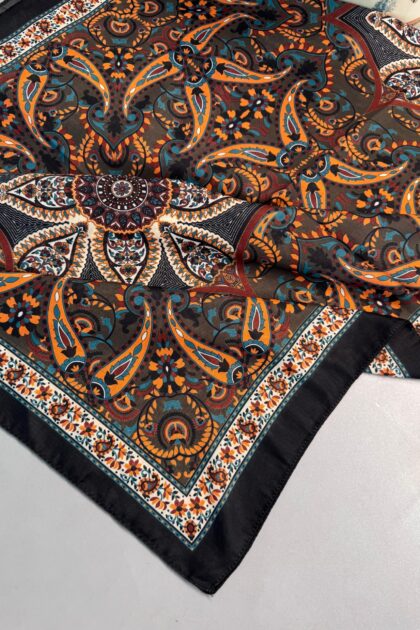 Etro Buta Desenli Pamuk Soft Şal - 377350 - Turuncu Siyah