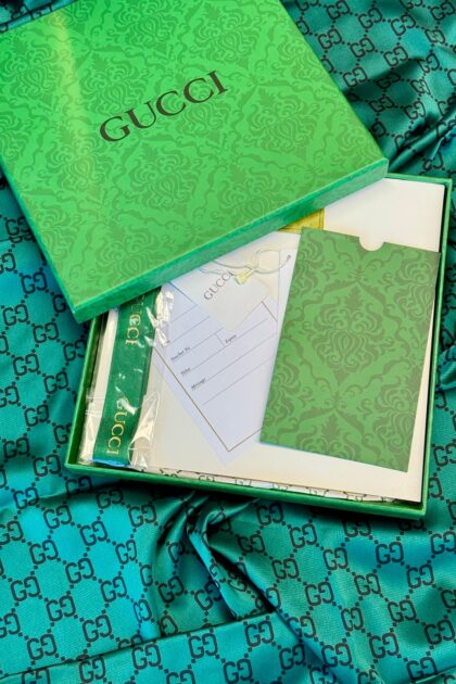 İthal Çifttaraflı Gucci İnci Vual İpek Şal-50140 - Zümrüt