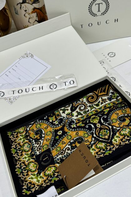 Touch İthal Etnik Desen Yün İpek Şal 34330 - Siyah Yeşil