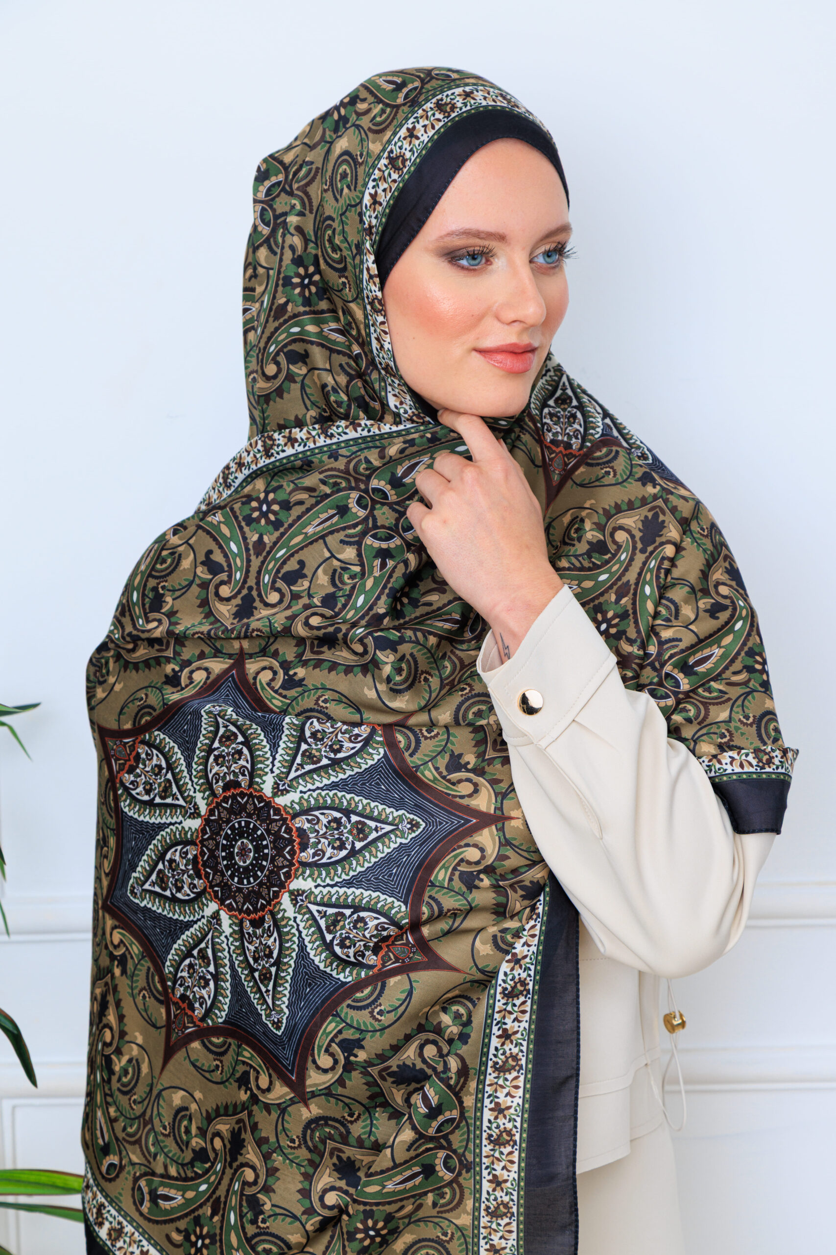 Etro Buta Desenli Pamuk Soft Şal - 377350 - Siyah Vizon - Görsel 6