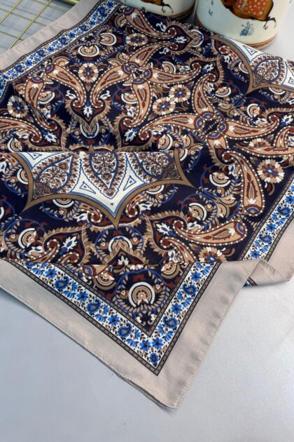 Etro Buta Desenli Pamuk Soft Şal - 377350 - Lacivert Füme