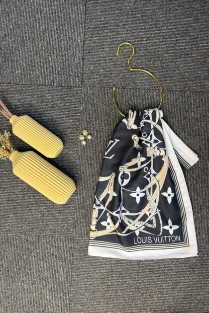 Lv Kemer Desen Pamuk Soft Şal 31230 - Siyah-Beyaz