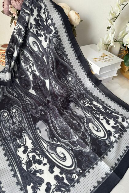 Etnik Desen Pamuk Soft Şal 83925 - SİYAH