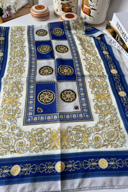 Versace Pamuk İpek Şal -Saks-Vizon