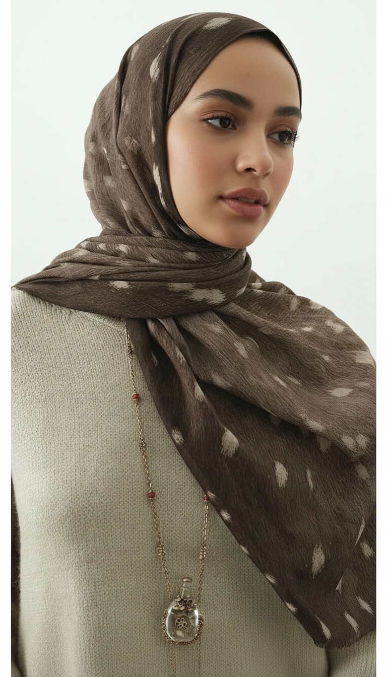 Fawn Ceylan Desen Şal - Vizon - Görsel 3