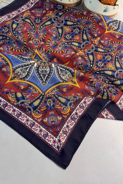 Etro Buta Desenli Pamuk Soft Şal - 377350 - Lacivert Bordo