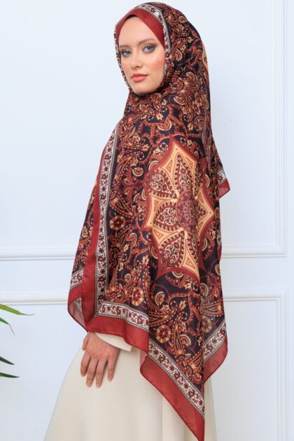 Etro Buta Desenli Pamuk Soft Şal - 377350 - Bordo Siyah