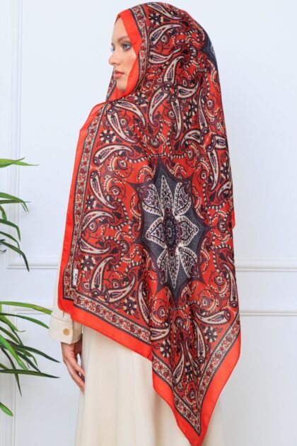 Etro Buta Desenli Pamuk Soft Şal - 377350 - Turuncu