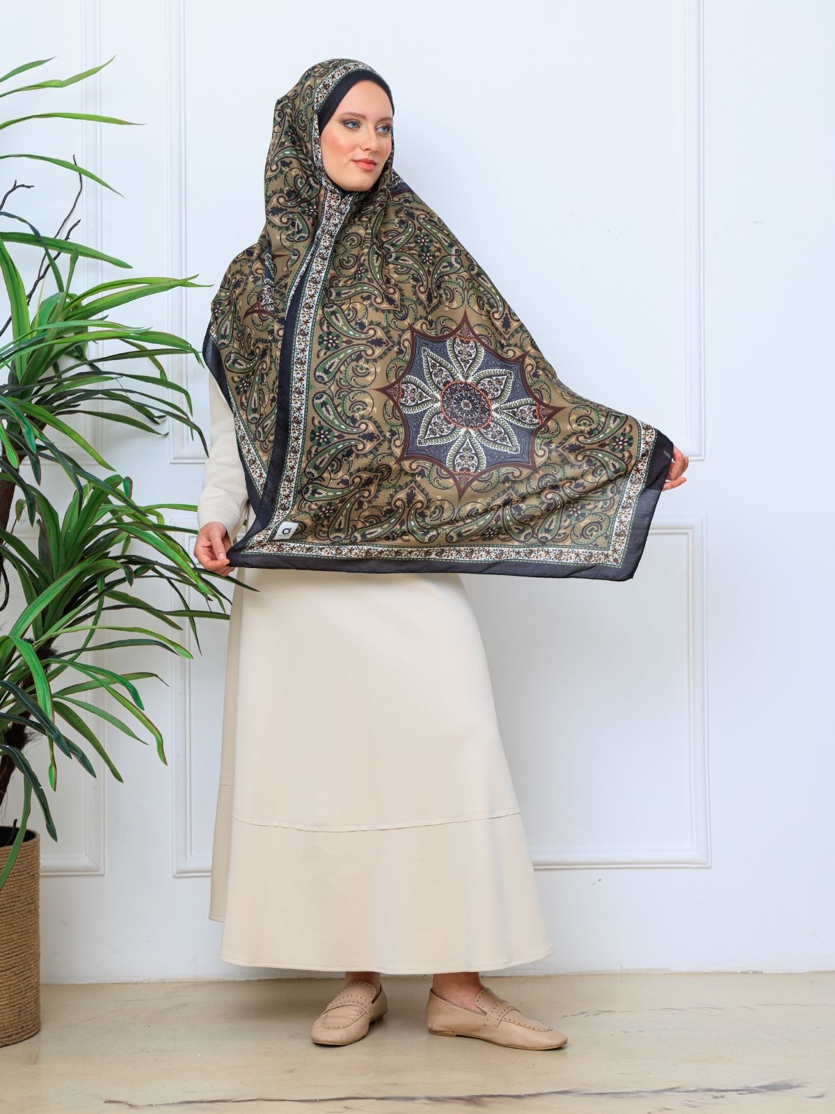 Etro Buta Desenli Pamuk Soft Şal - 377350 - Siyah Vizon - Görsel 4