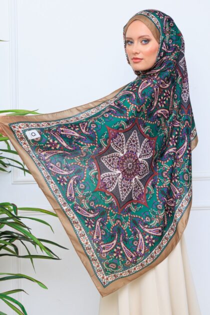 Etro Buta Desenli Pamuk Soft Şal - 377350 - Zümrüt Vizon