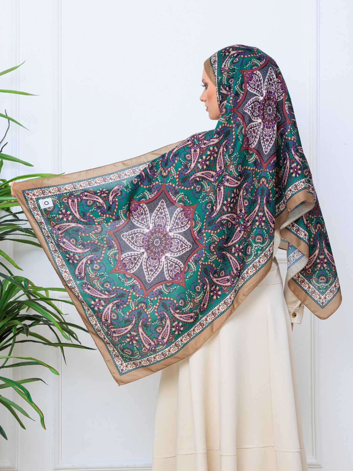 Etro Buta Desenli Pamuk Soft Şal - 377350 - Zümrüt Vizon - Görsel 4