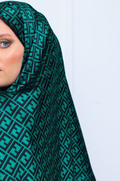 İthal Çifttaraflı Fendi İnci Vual İpek Şal-14500 -Zümrüt