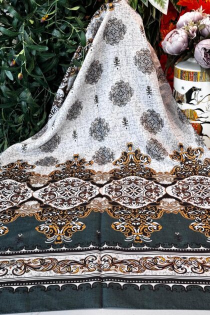 Hint Etro Desenli Pamuk Soft Şal - 658960 - Zümrüt
