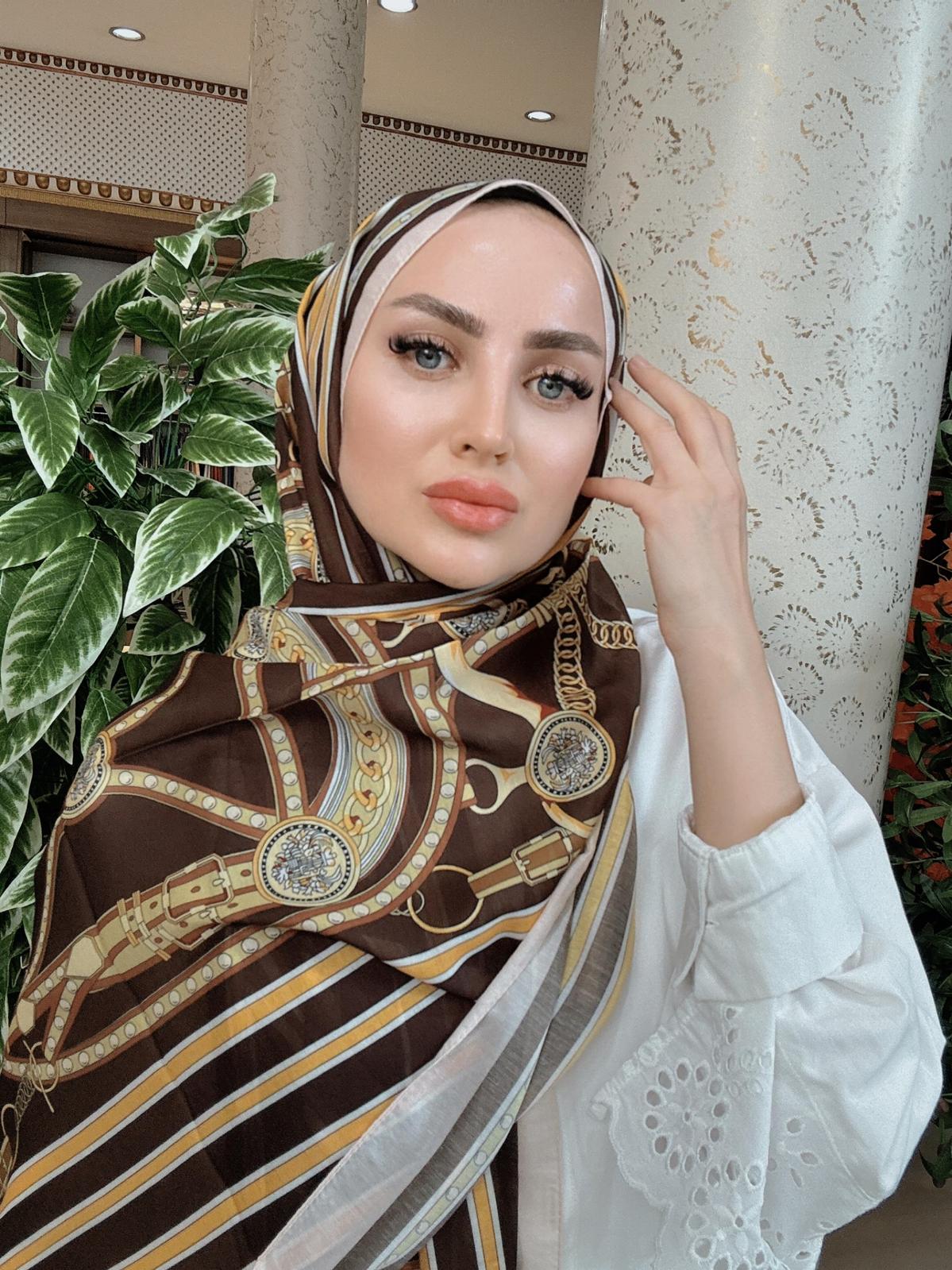 Hermes Zincir Desen Pamuk Soft Şal 61532 - Acı Kahve
