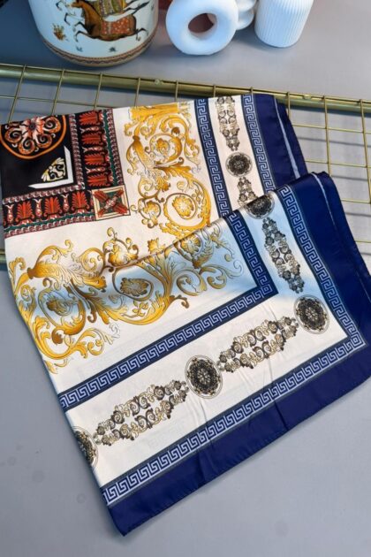 VERSACE VUAL İPEK ŞAL- 344456- MAVİ