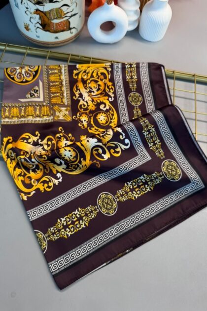 VERSACE VUAL İPEK ŞAL - 344456- Erik Moru