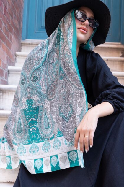 Etnik Etro Desen Pamuk Soft Şal 61534 - Soft Yeşil