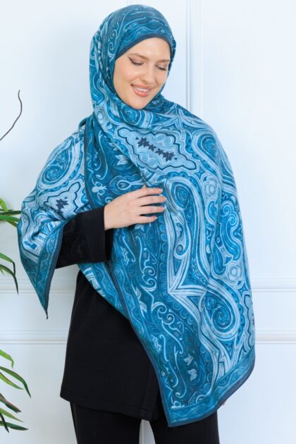Mirşah Desen Şal 469-021 - V-1 - Gök Mavi