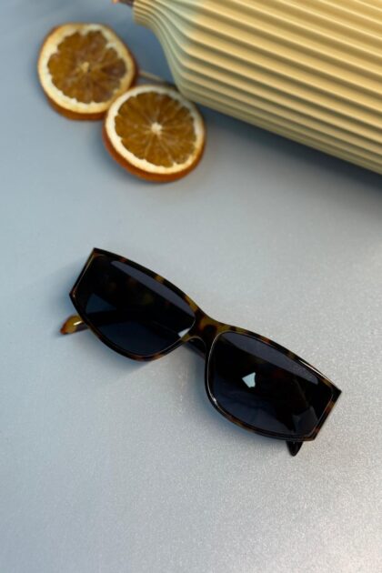 Slim Rectangular Güneş Gözlüğü- Havana - Gri Degrade Lens