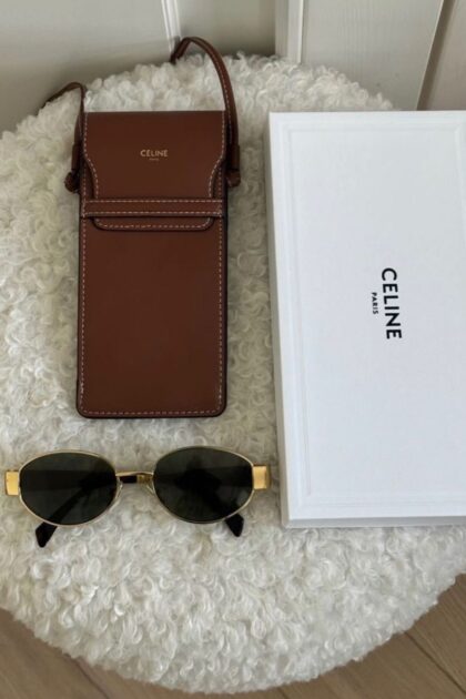 Celine Original Premium Full Set Güneş Gözlüğü - Gold Siyah
