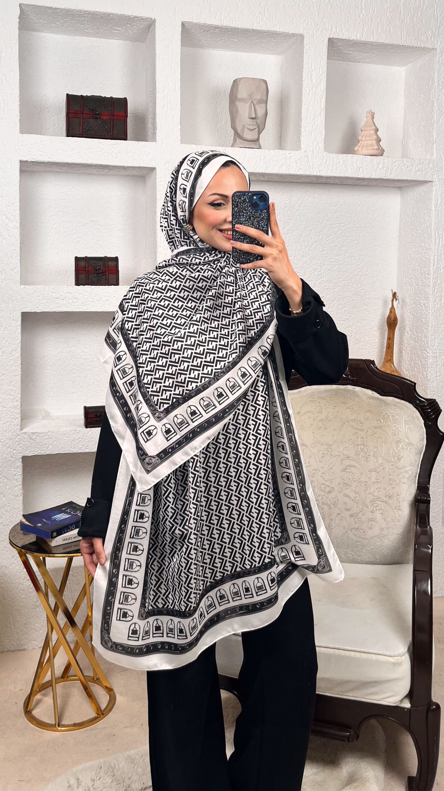 Monogram Pamuk Soft Şal 64302 - Beyaz