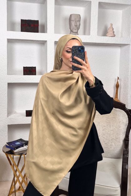 Dama Desen Jakar Şal -Vanilya