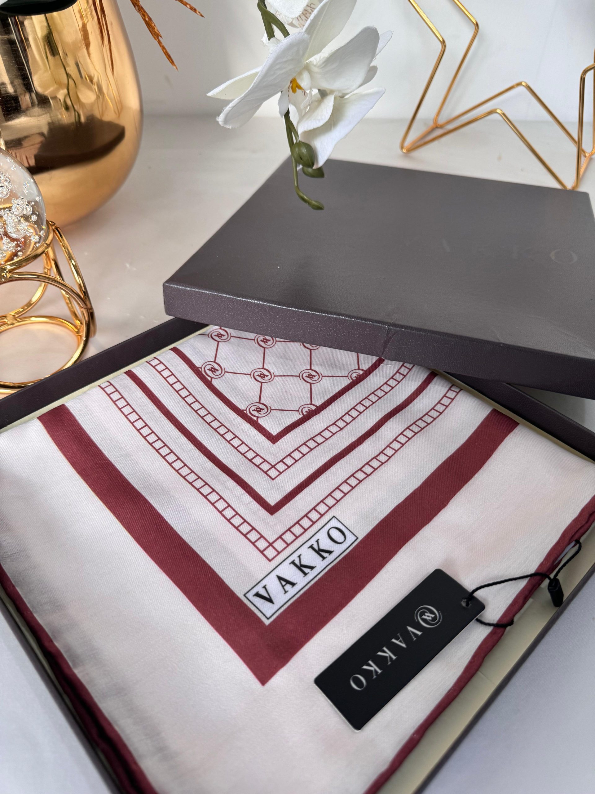 VAKKO PAMUK SOFT EŞARP 44142 - BEYAZ - BORDO
