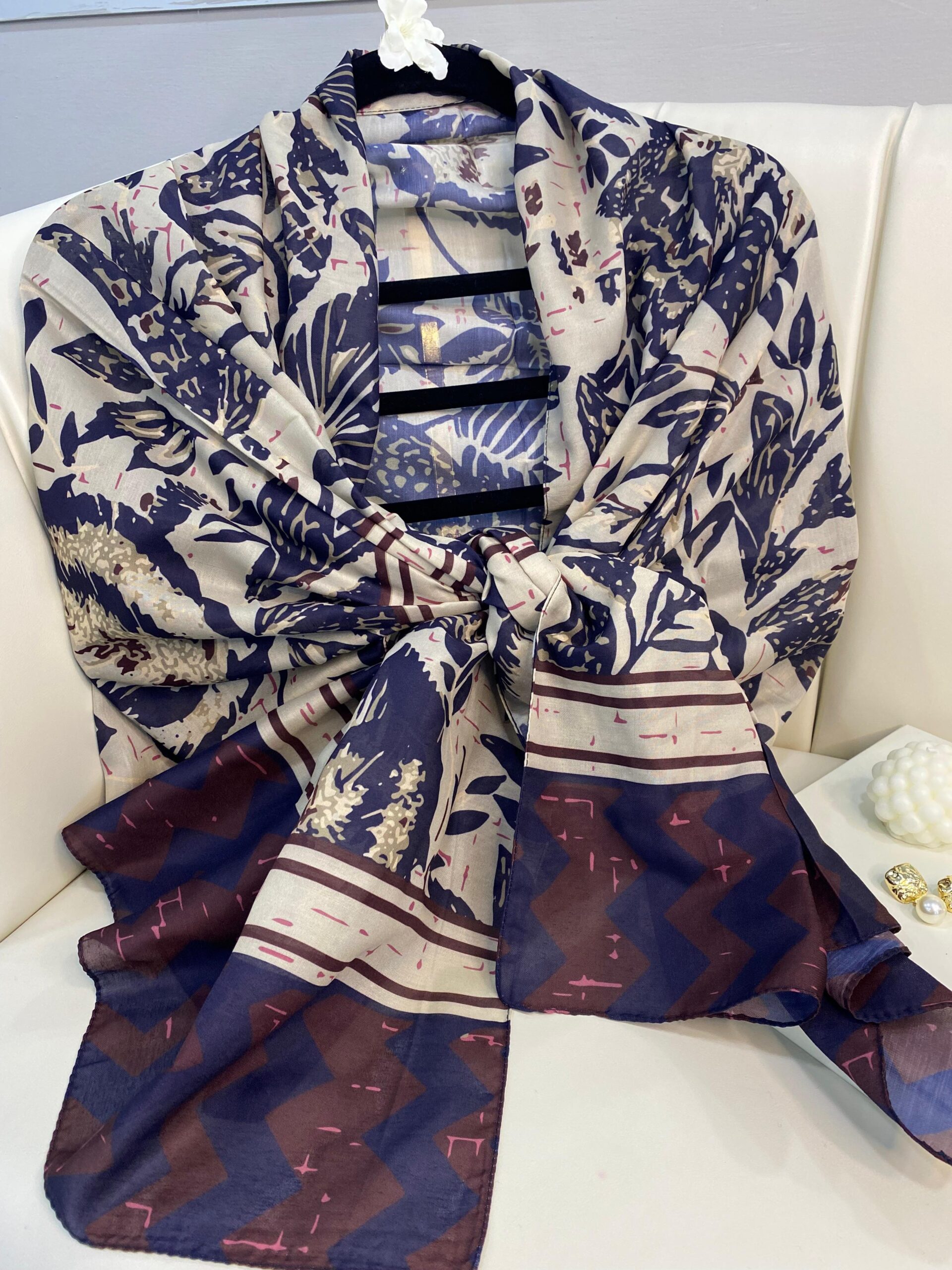 Etnik Desenli Etro Pamuk Soft Şal - 893250 - Erik Bordo