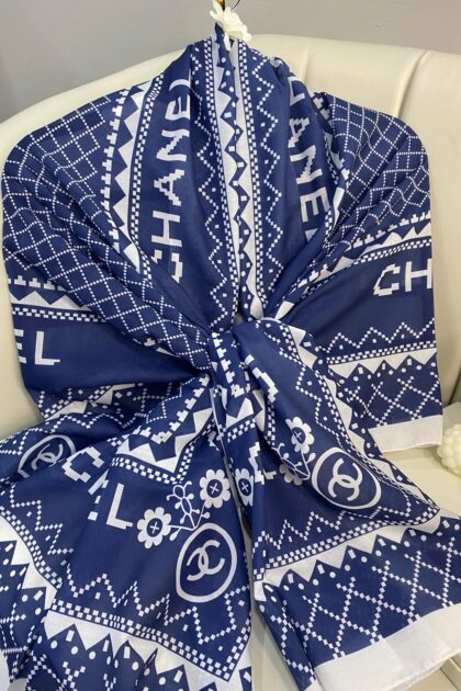 Çizgili Pamuk Soft Şal 51201 - Lacivert