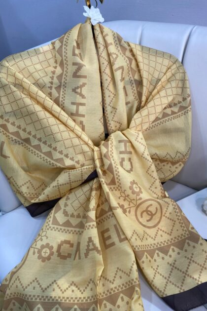 Çizgili Pamuk Soft Şal 51201 - Gold