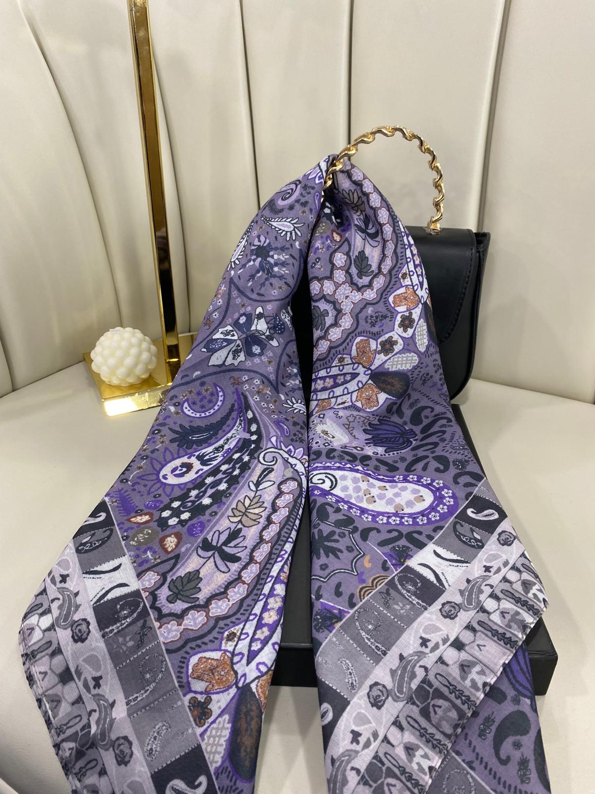 Etro Etnik Desen Pamuk Soft Eşarp 148 - Lacivert